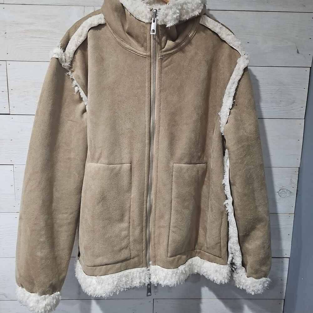 Y2K Retro Style Hooded Faux Fur Lined Women's Size S Coat Jacket oversized